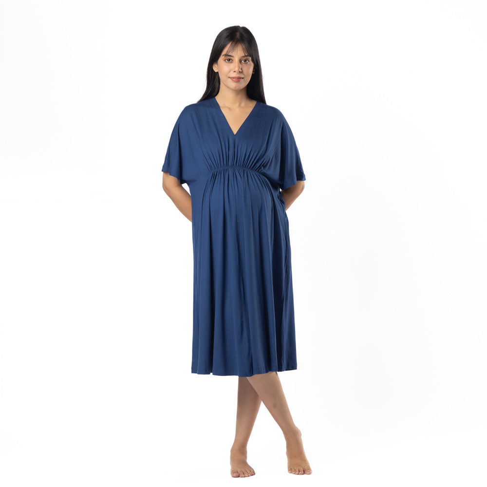 Block Hop Blue Kaftan Dress