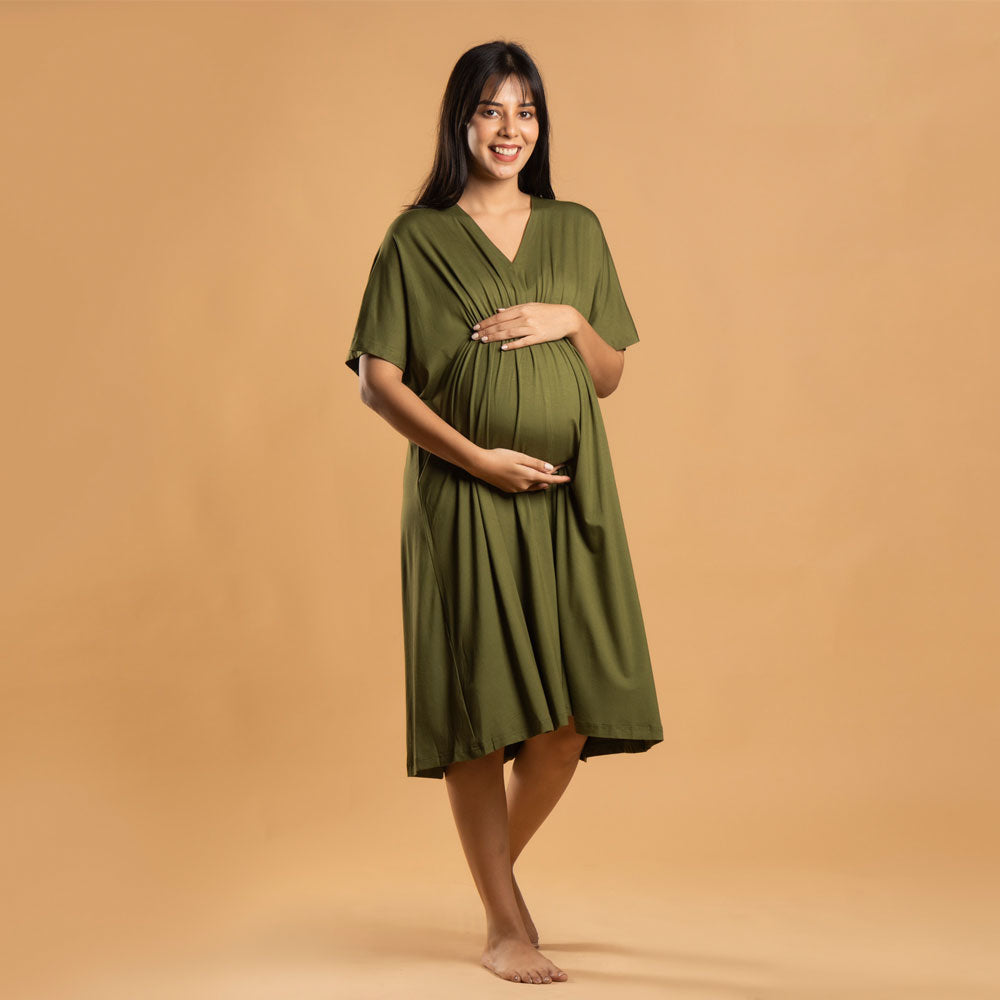 Block Hop Olive Kaftan Dress