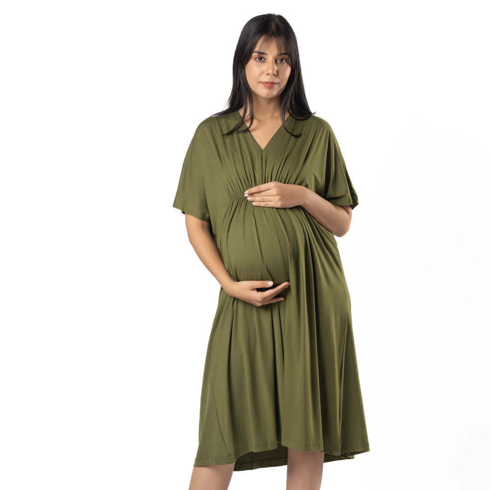 Block Hop Olive Kaftan Dress