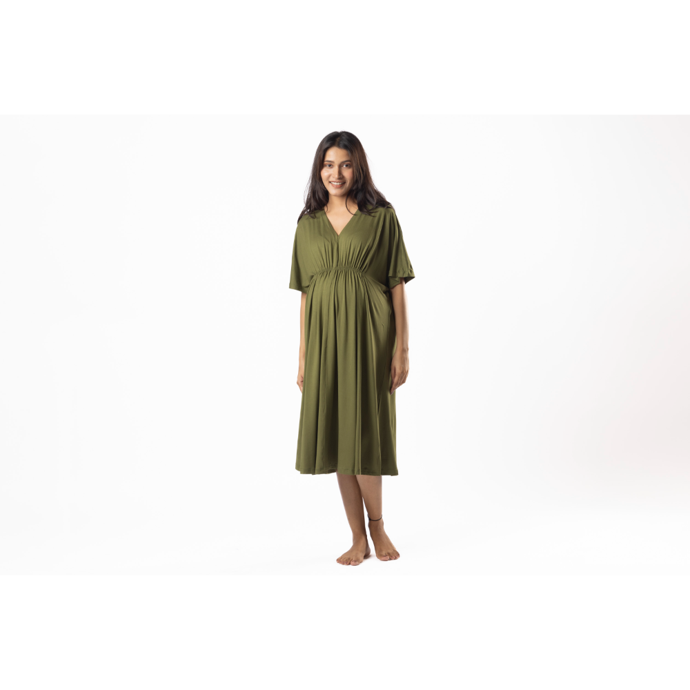 Block Hop Olive Kaftan Dress