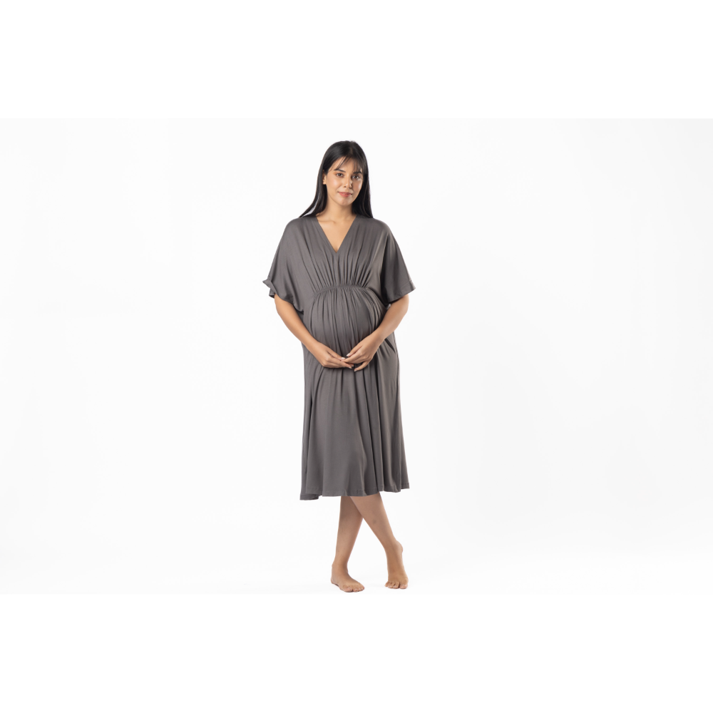 Block Hop Charcoal Grey Kaftan Dress