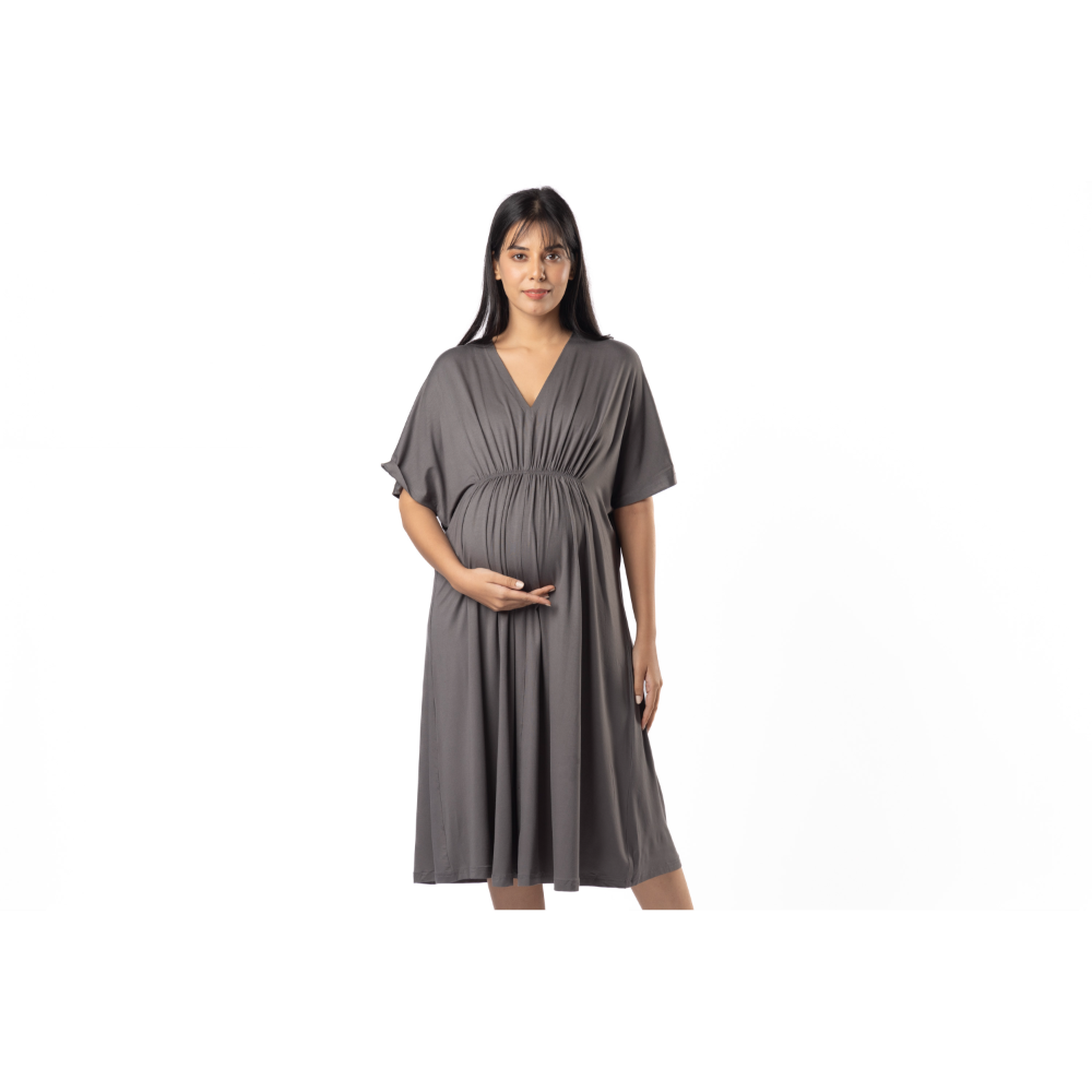 Block Hop Charcoal Grey Kaftan Dress