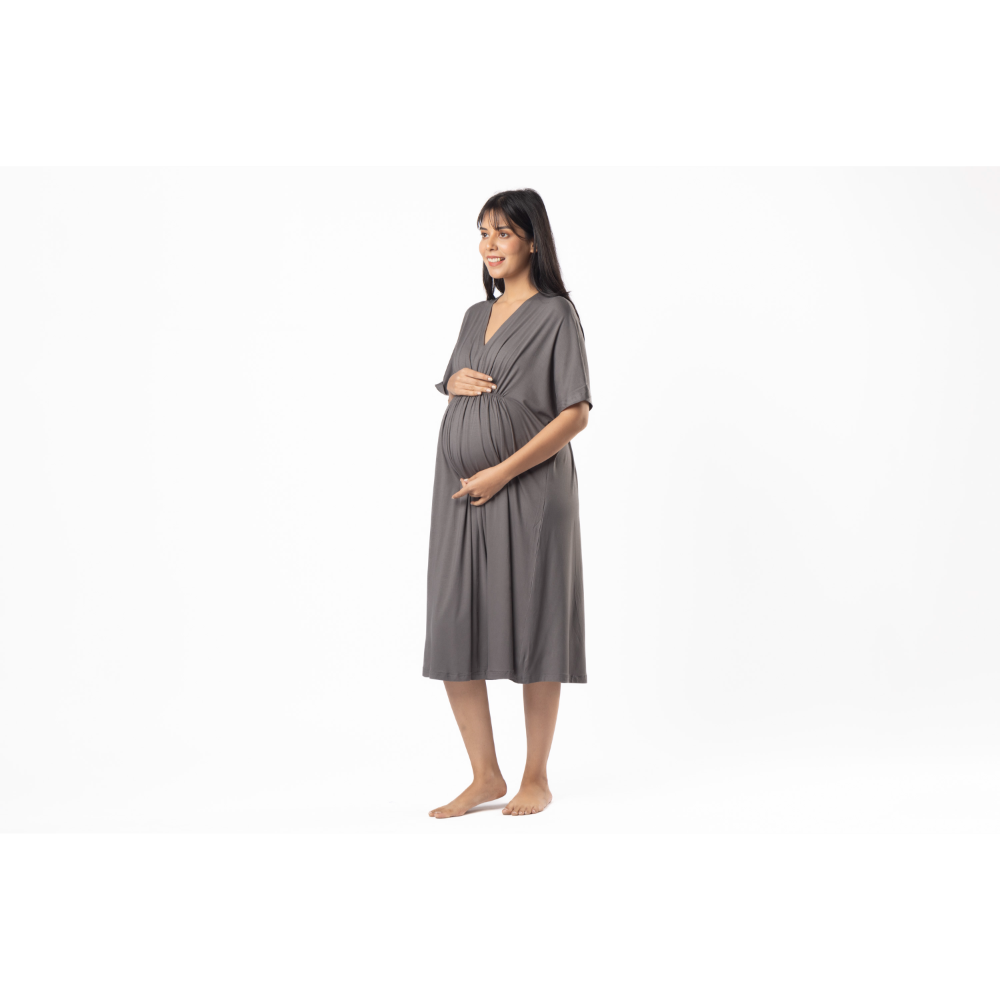 Block Hop Charcoal Grey Kaftan Dress