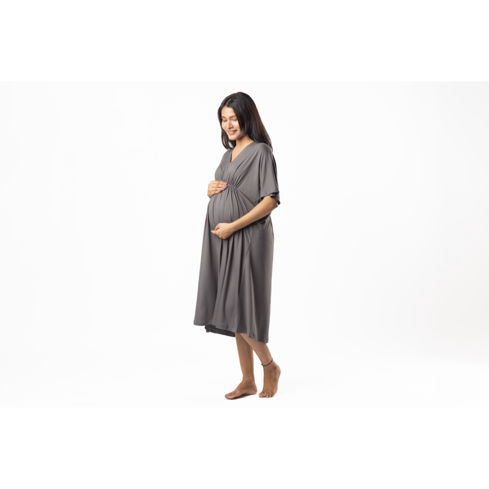 Block Hop Charcoal Grey Kaftan Dress