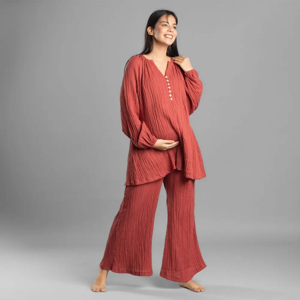 Block Hop Red Waffle Essential Set - Red, Size - L/XL