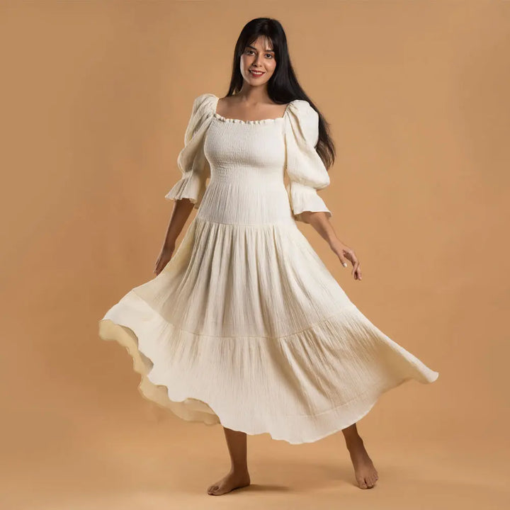 White Waffle Muslin Dress - XXL/XXXL
