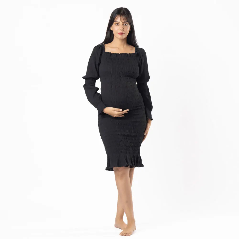 Block Hop Black Waffle Body Con Dress - Black, Size - XXL/XXXL