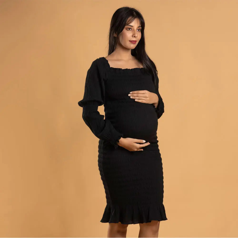 Block Hop Black Waffle Body Con Dress - Black, Size - XXL/XXXL