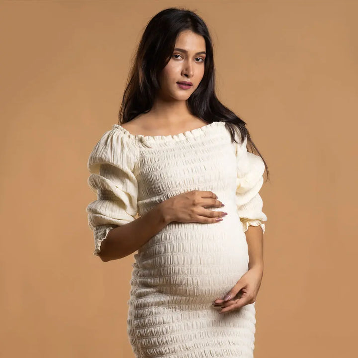 Block Hop White Waffle Body Con Dress - White, Size - L/XL