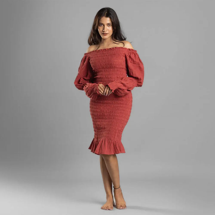 Block Hop Red Waffle Body Con Dress - Red, Size - XXL/XXXL