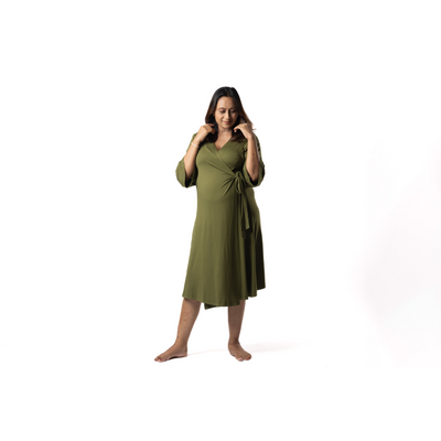 Block Hop Olive Wrap Gown