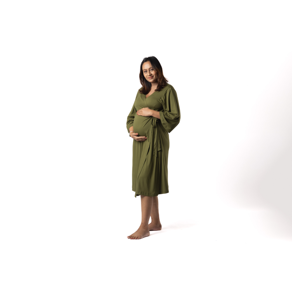 Block Hop Olive Wrap Gown