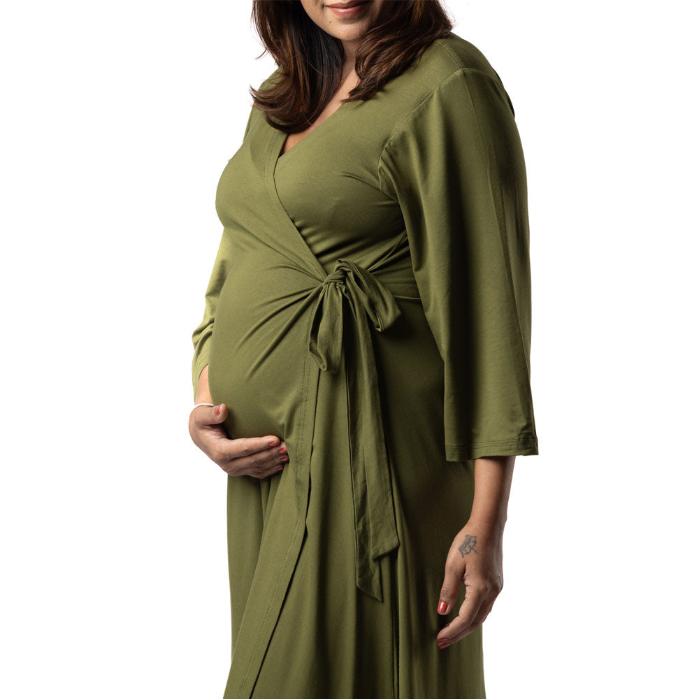 Block Hop Olive Wrap Gown