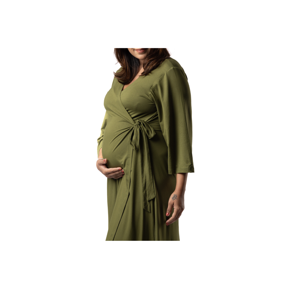 Block Hop Olive Wrap Gown