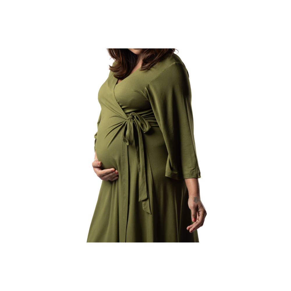 Block Hop Olive Wrap Gown