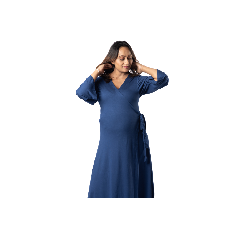 Block Hop Blue Wrap Gown