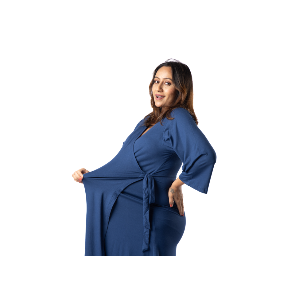 Block Hop Blue Wrap Gown