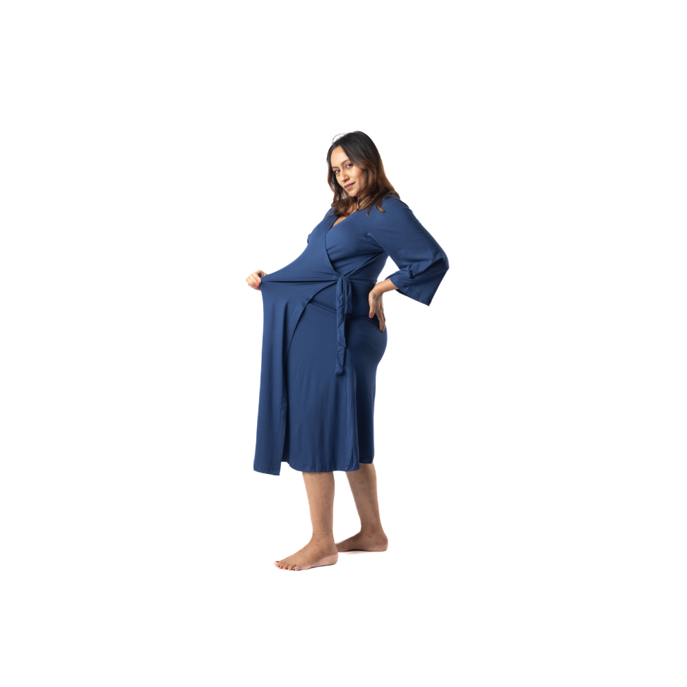 Block Hop Blue Wrap Gown