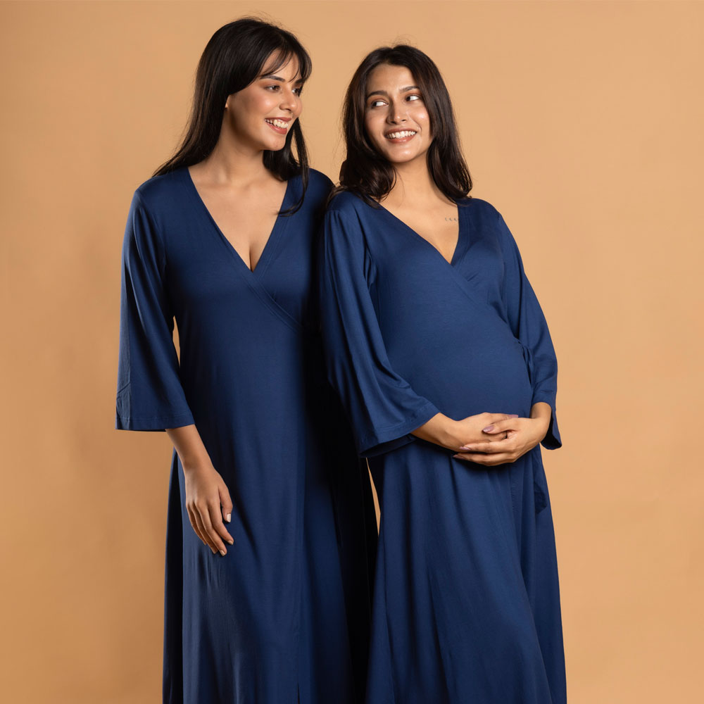 Block Hop Blue Wrap Gown