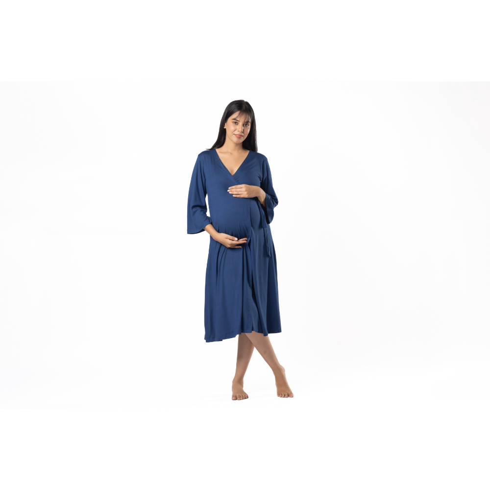 Block Hop Blue Wrap Gown