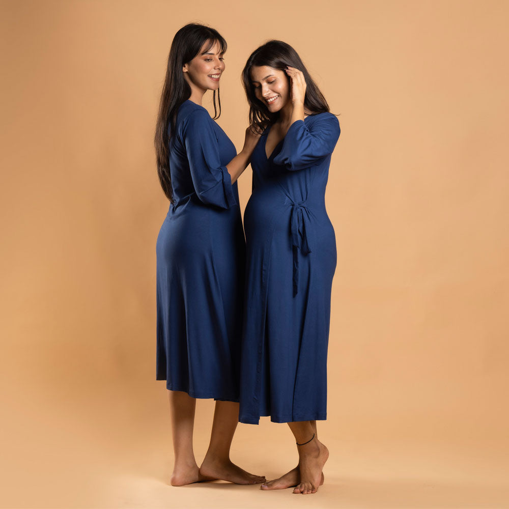 Block Hop Blue Wrap Gown