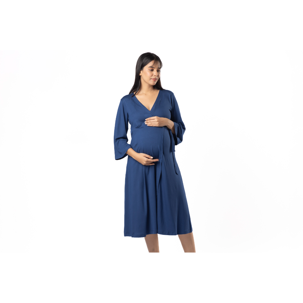 Block Hop Blue Wrap Gown