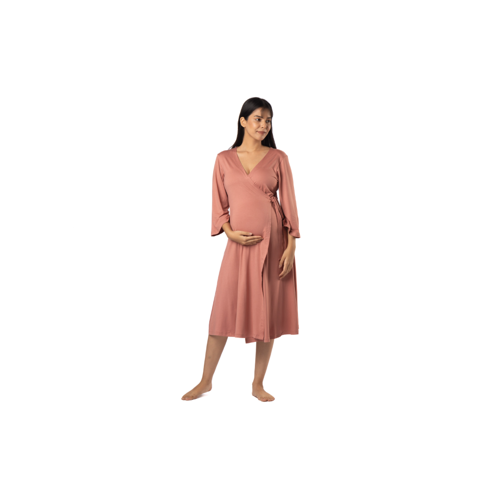 Block Hop Old Rose Wrap Gown