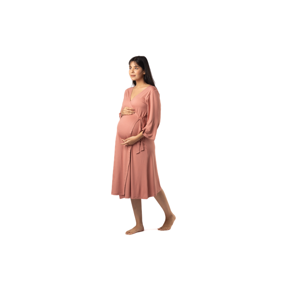 Block Hop Old Rose Wrap Gown