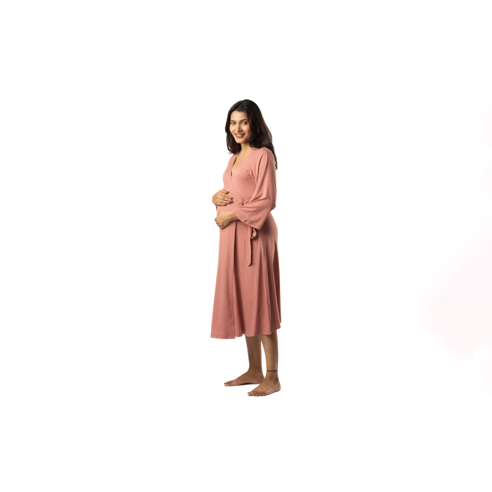 Block Hop Old Rose Wrap Gown