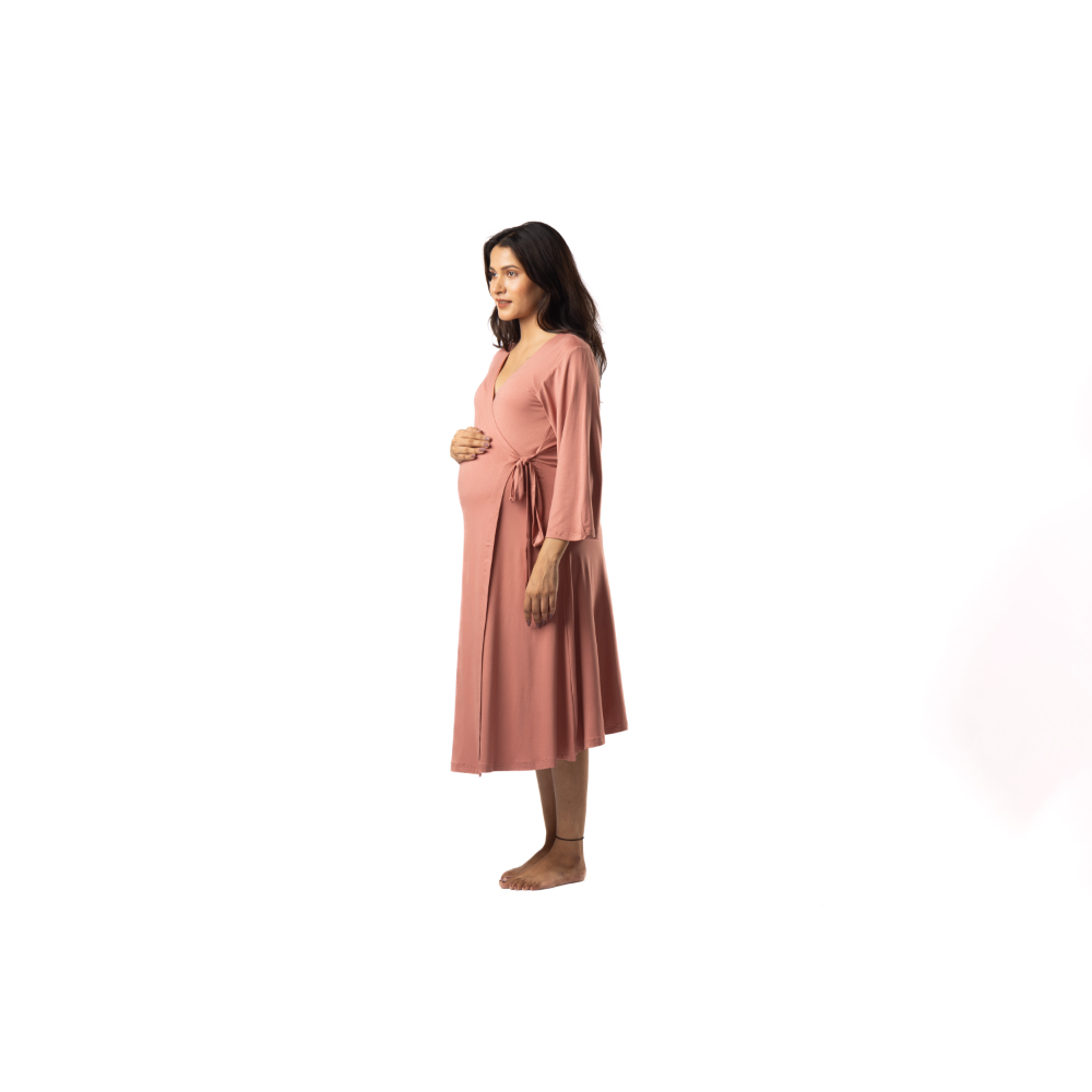 Block Hop Old Rose Wrap Gown