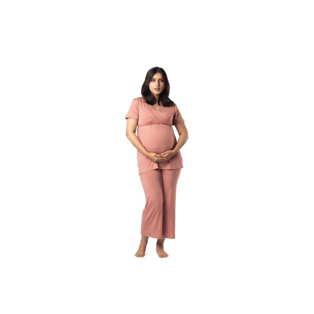 Block Hop Old Rose Maternity Co-Ord Set