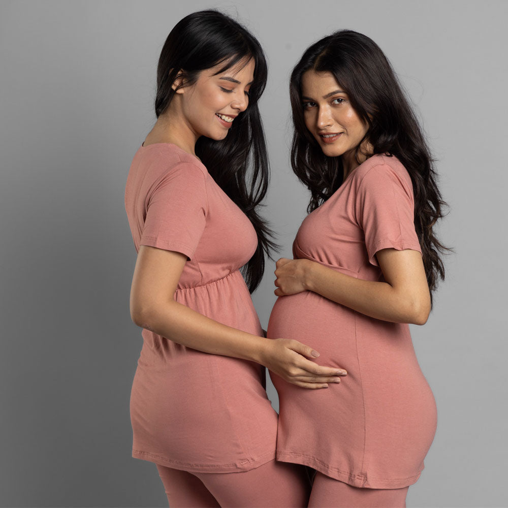 Block Hop Old Rose Maternity Co-Ord Set