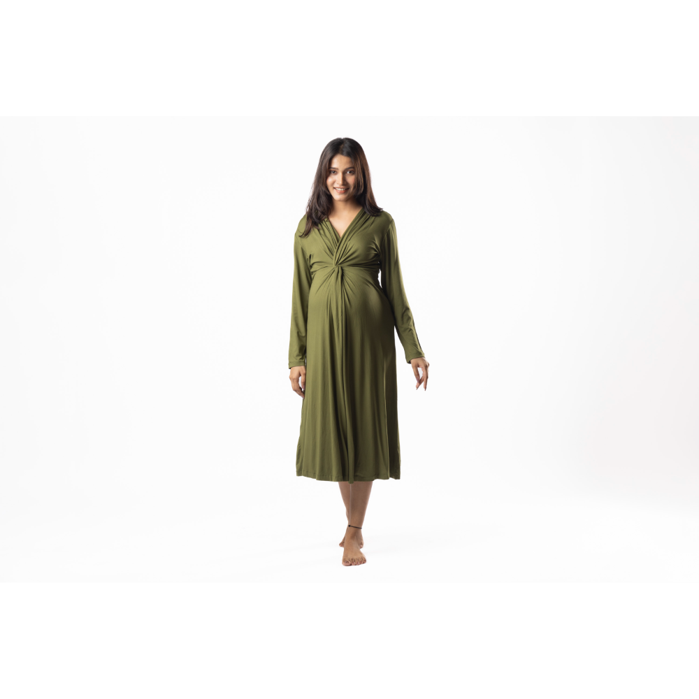 Block Hop Olive Knotted Dress