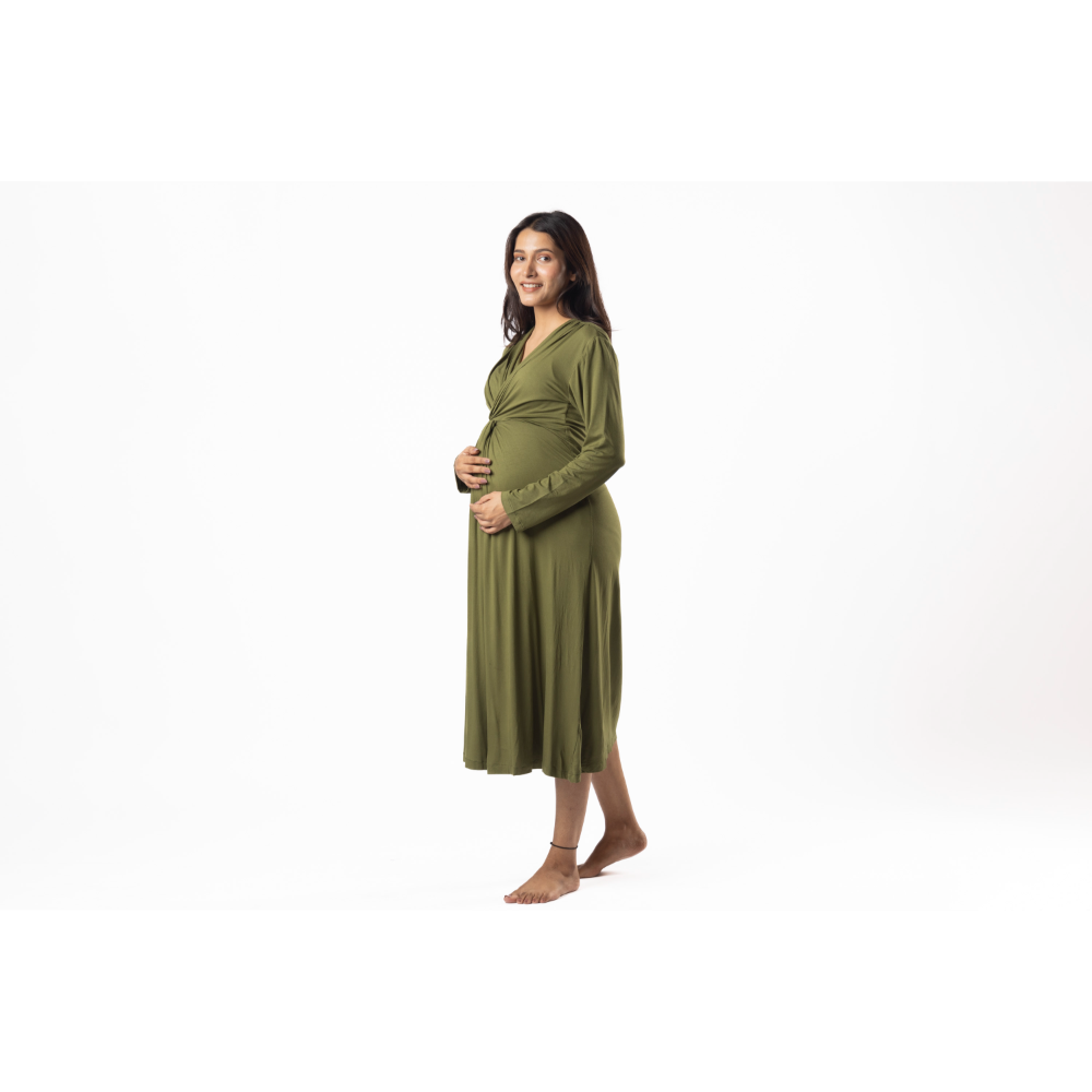 Block Hop Olive Knotted Dress