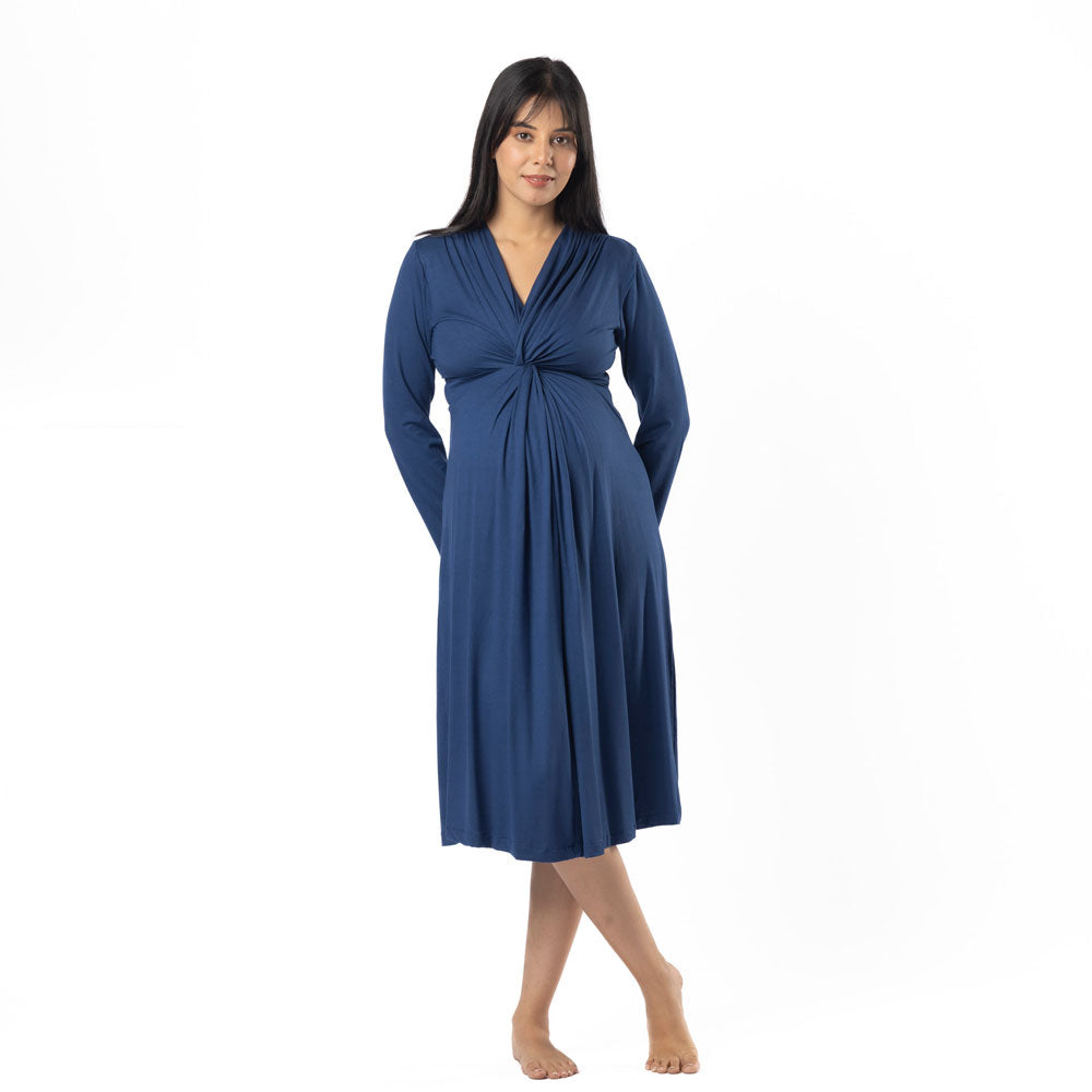 Block Hop Blue Knotted Dress