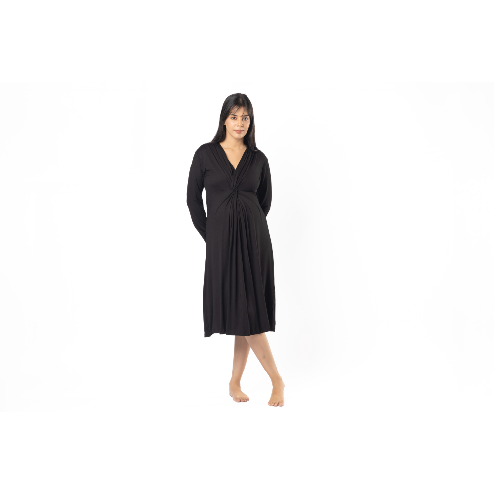 Block Hop Black Knotted Dress