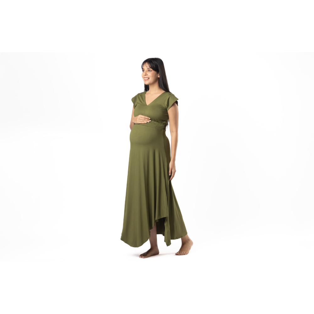 Block Hop Olive Empire Fit & Flare Dress