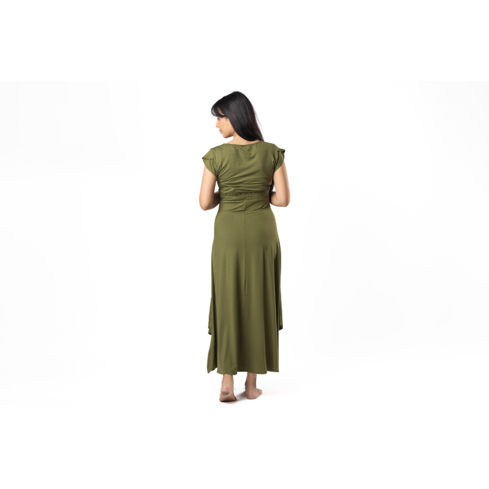 Block Hop Olive Empire Fit & Flare Dress