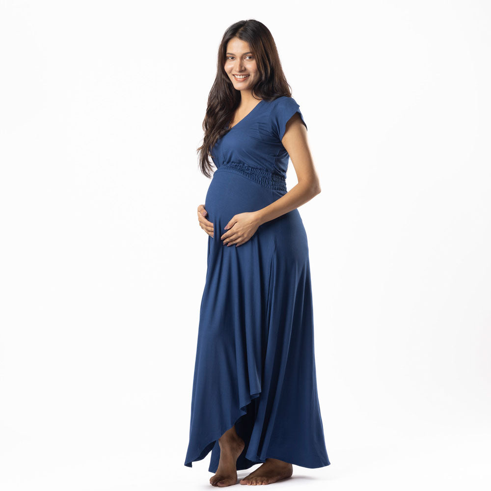 Block Hop Blue Empire Fit &amp; Flare Dress