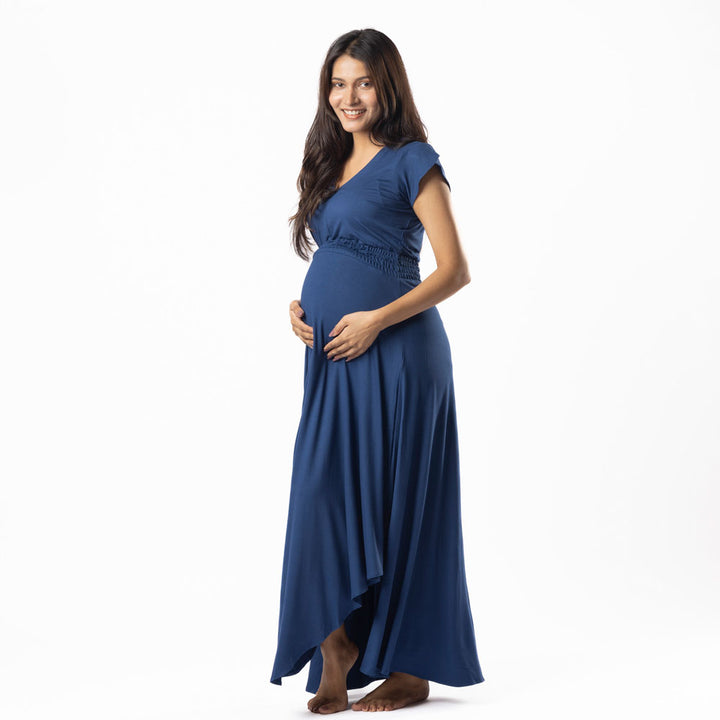 Block Hop Blue Empire Fit &amp; Flare Dress