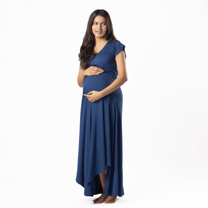 Block Hop Blue Empire Fit &amp; Flare Dress