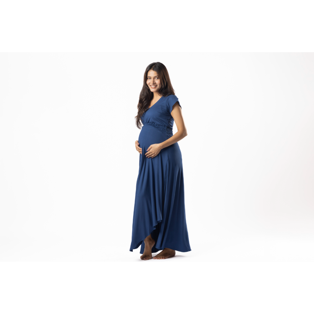 Block Hop Blue Empire Fit & Flare Dress