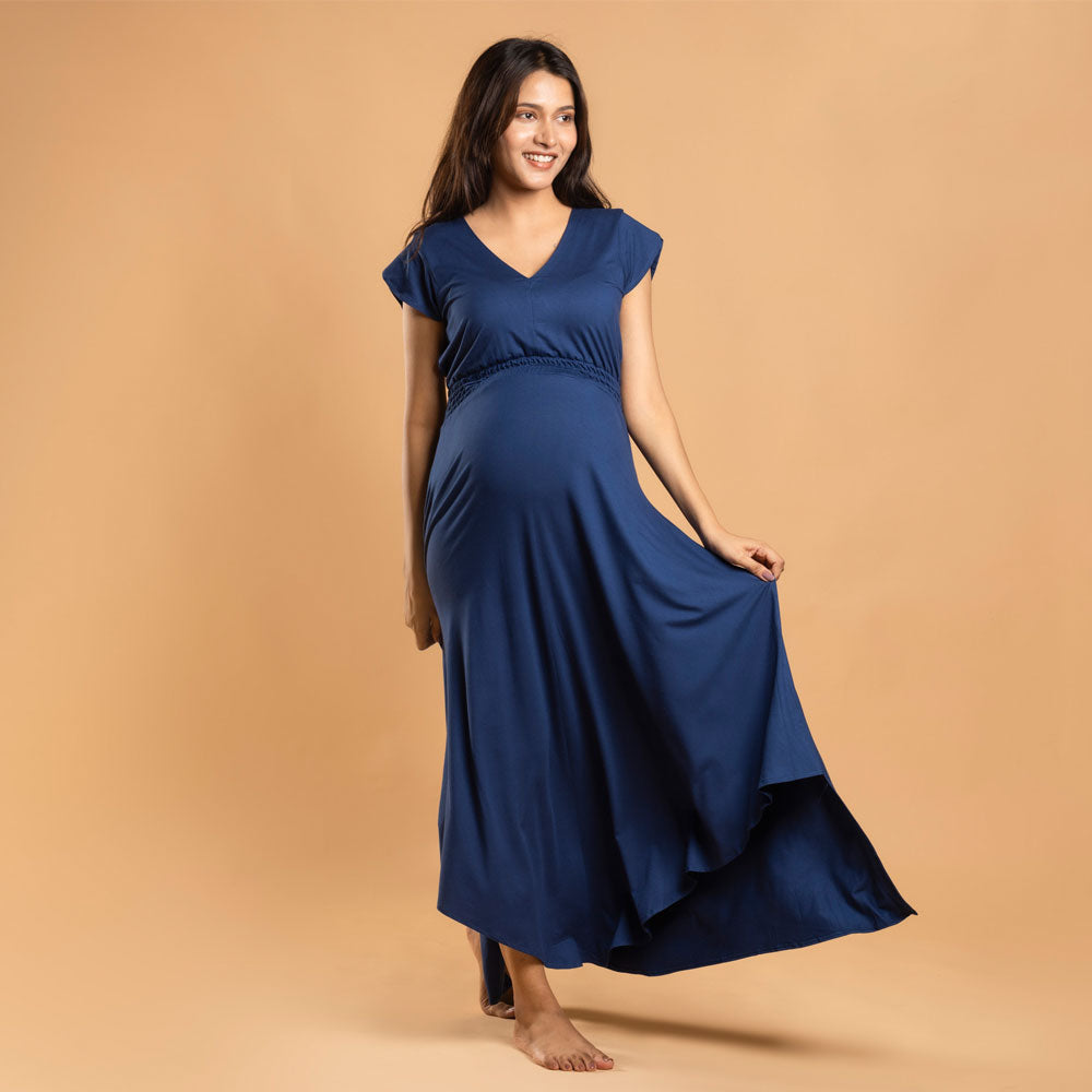 Block Hop Blue Empire Fit & Flare Dress