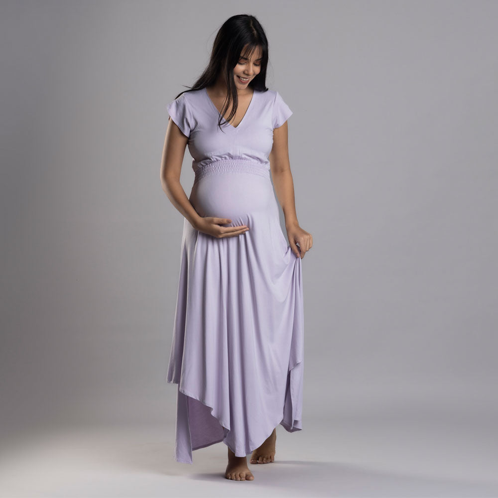 Block Hop Lilac Empire Fit & Flare Dress