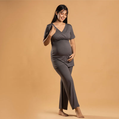 Block Hop Charcoal Grey Maternity Co-Ord Set