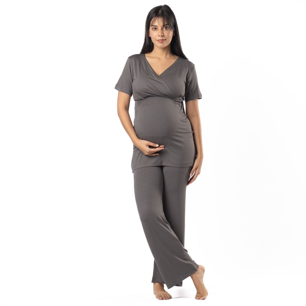 Block Hop Charcoal Grey Maternity Co-Ord Set