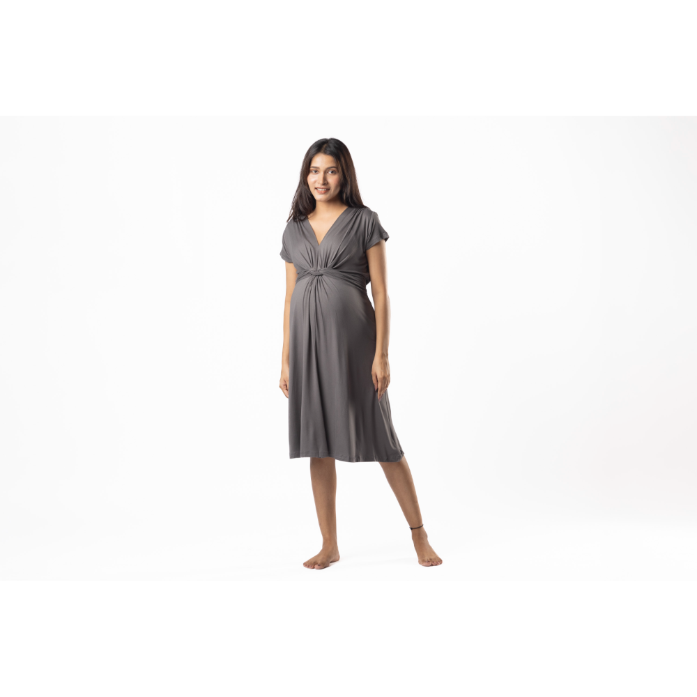 Block Hop Charcoal Grey Maternity Everyday Dress