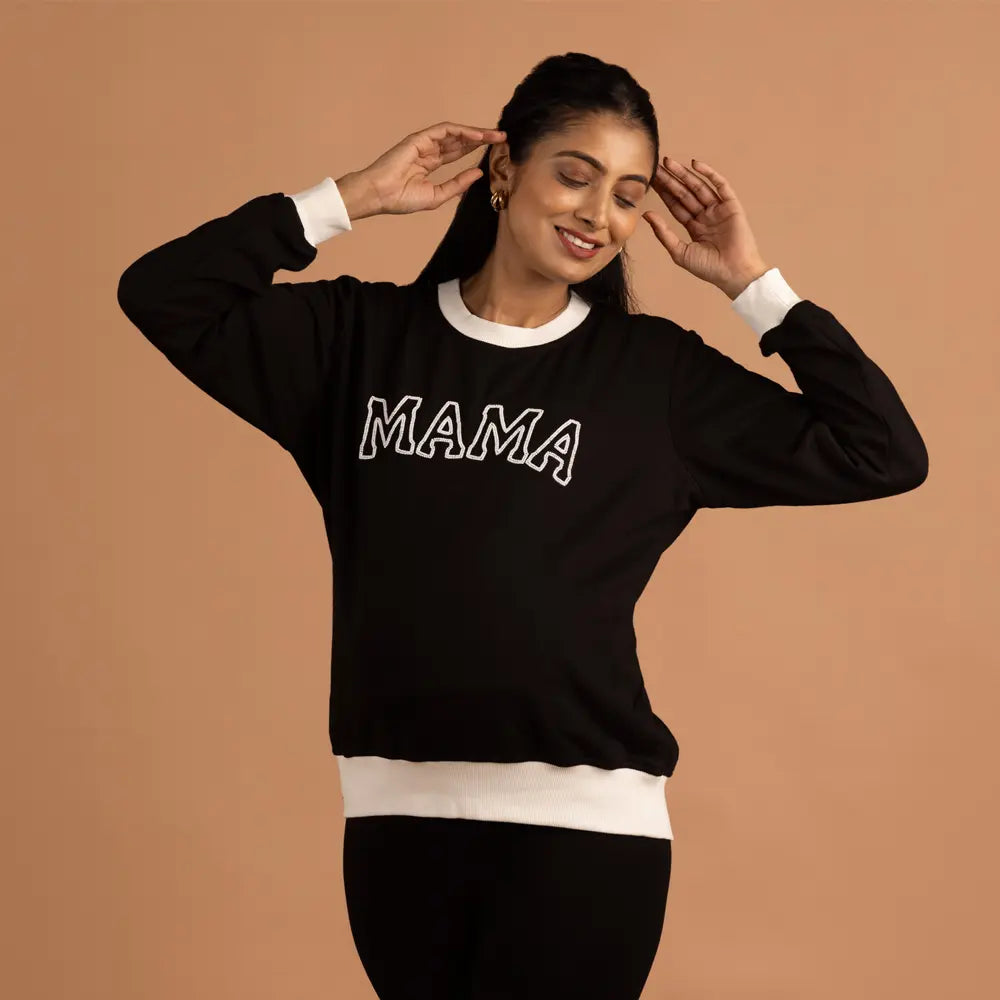 Block Hop Black Retro Mama Sweatshirt - Black, Size - M