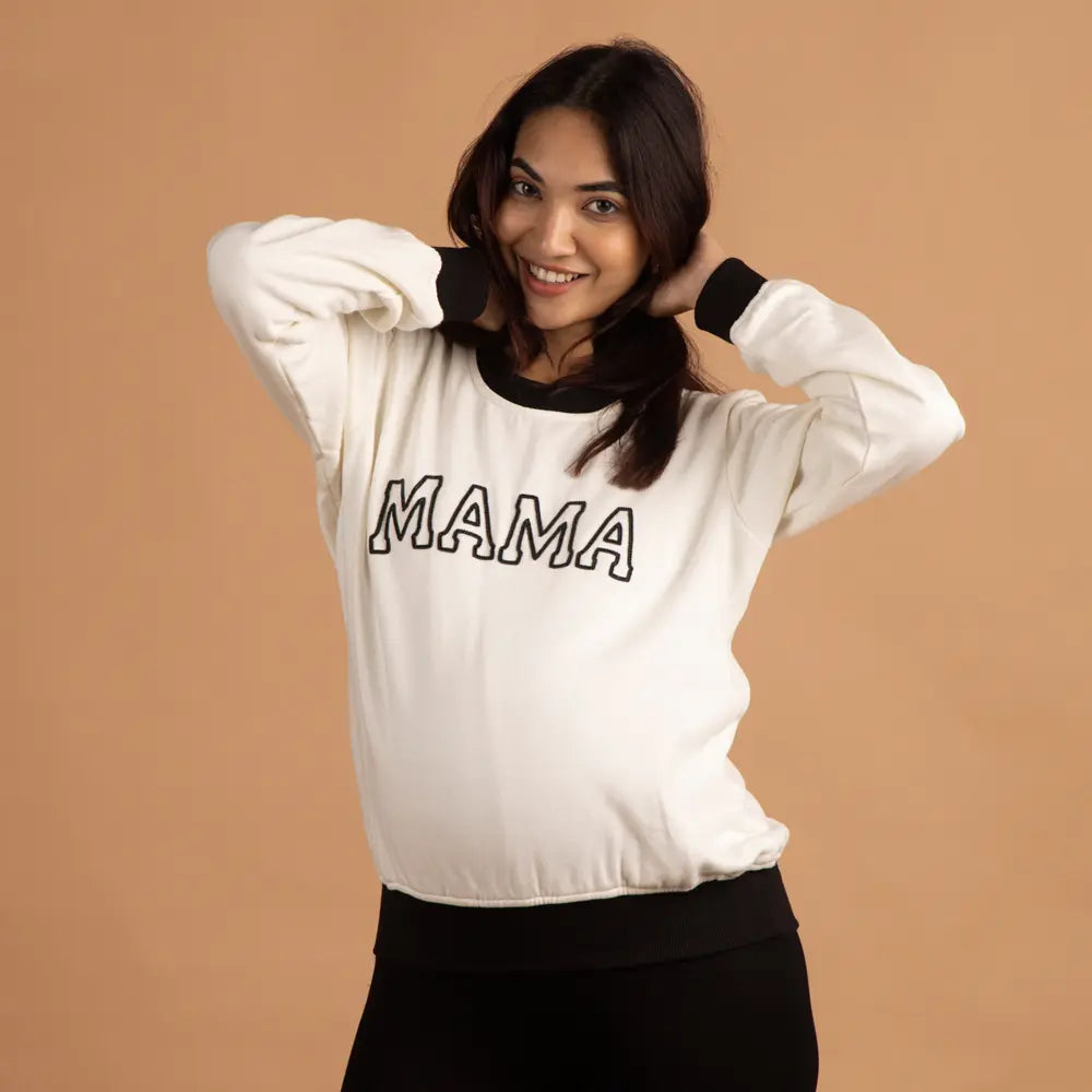 Block Hop White Retro Mama Sweatshirt - White, Size - XXL