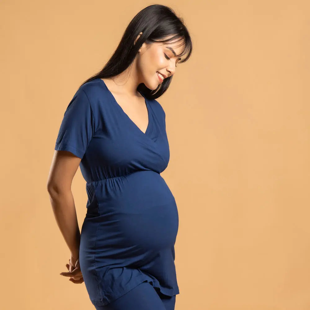 Block Hop Blue Maternity Co-Ord Set - Blue, Size - XXXL